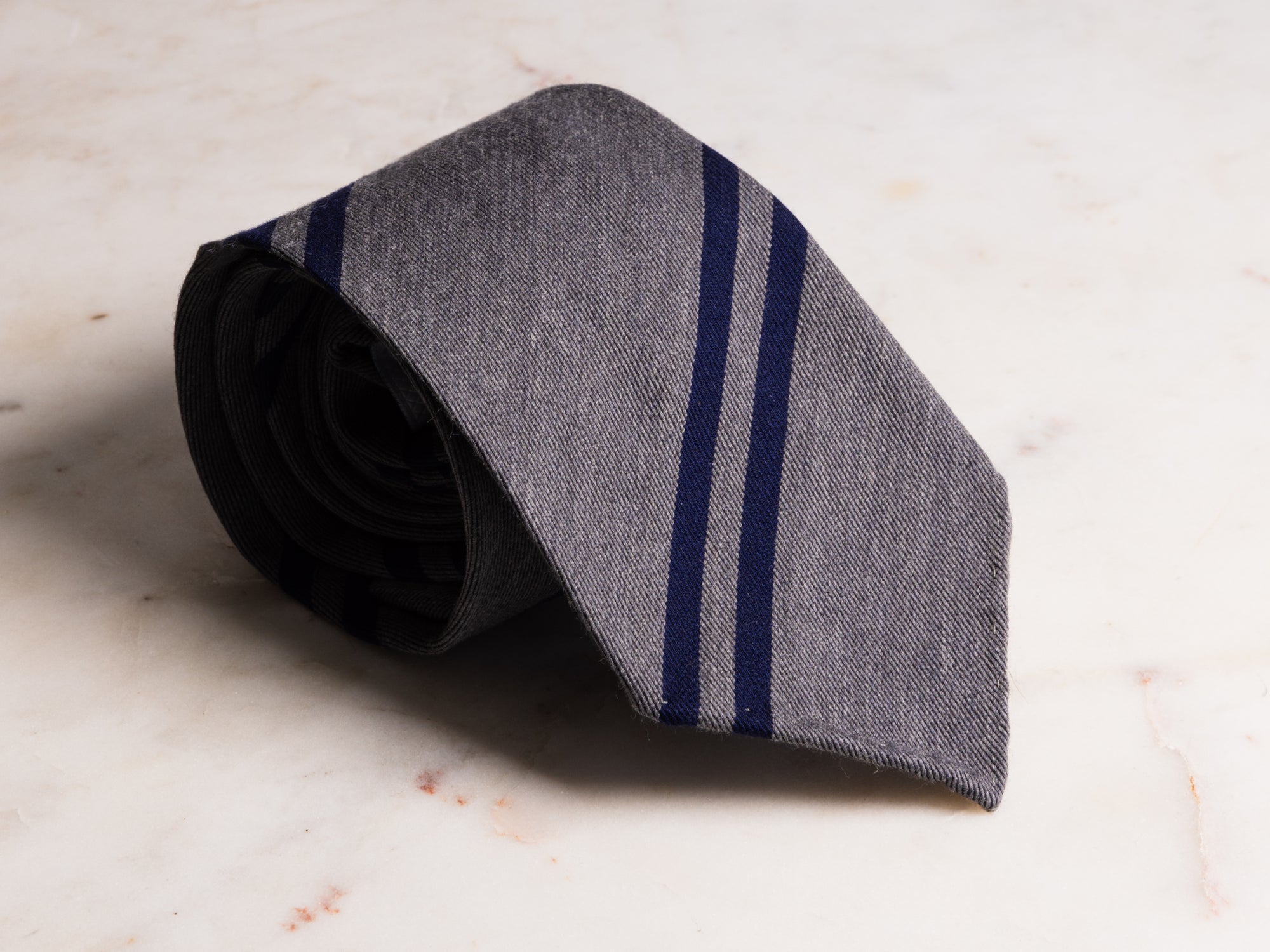 Ash Grey/Navy Double Stripe Tie