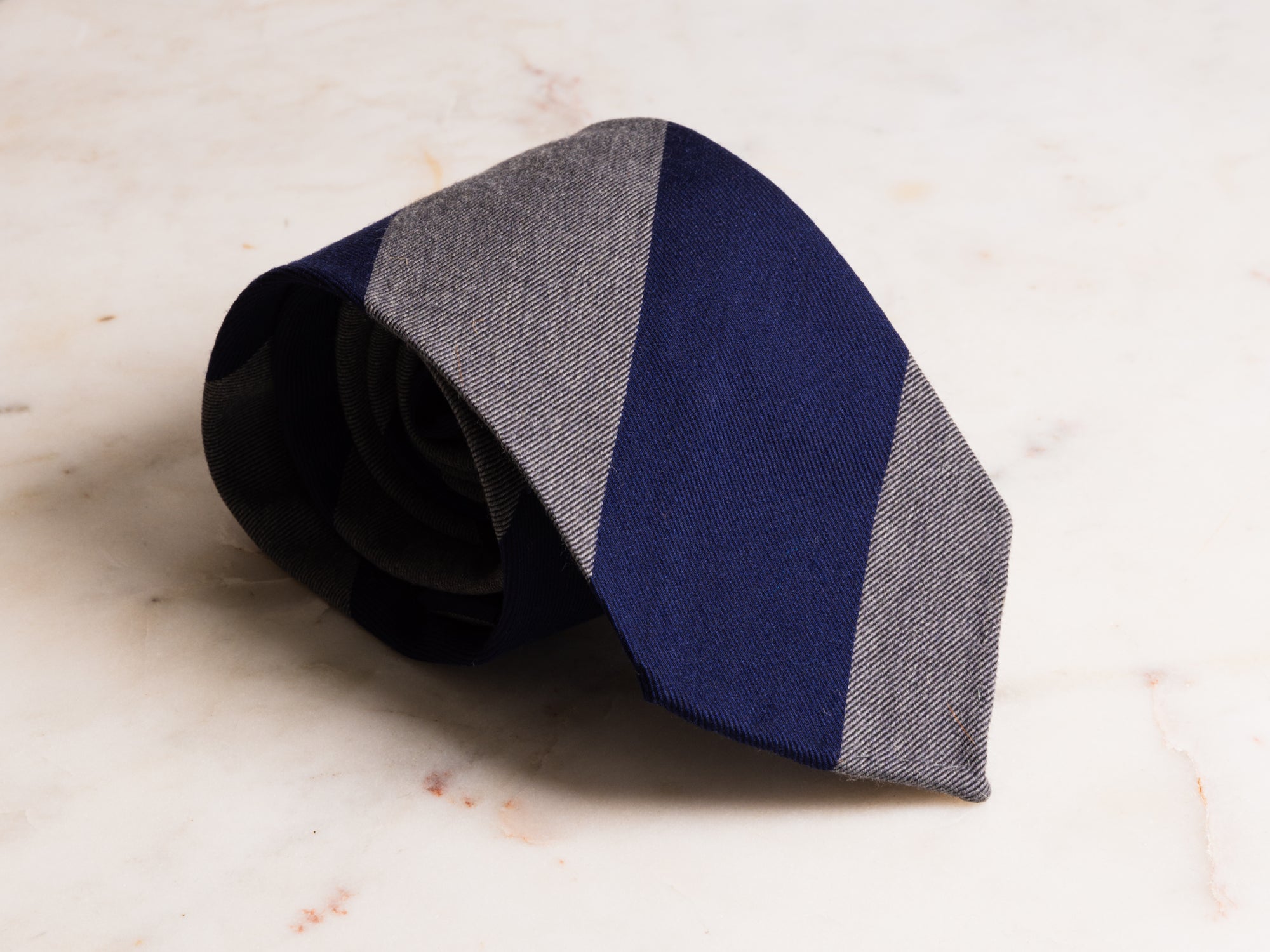 Ash Grey/Navy Rep Stripe Tie