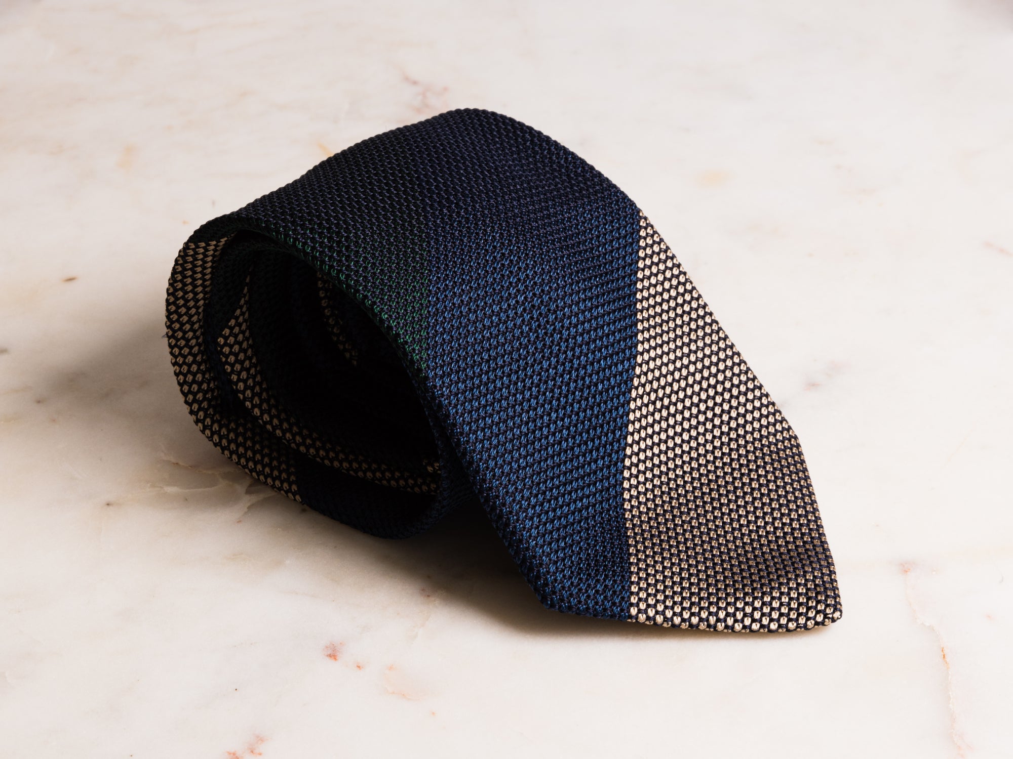 Green/Navy/Tan Wide Stripe Tie