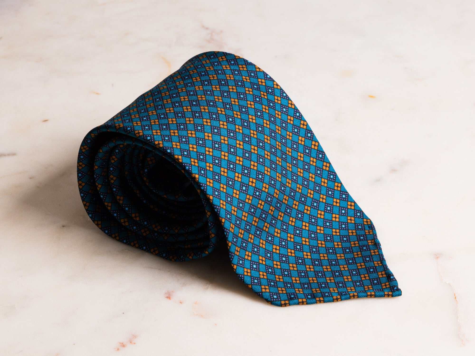 Teal Micro Geometric Print Tie