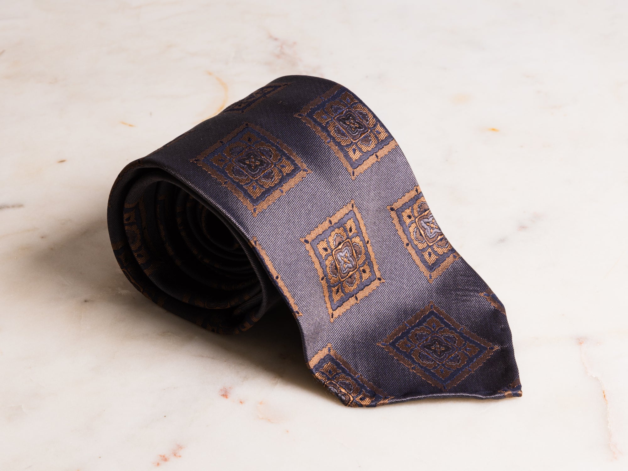 Steel Blue/Brown Medallion Tie