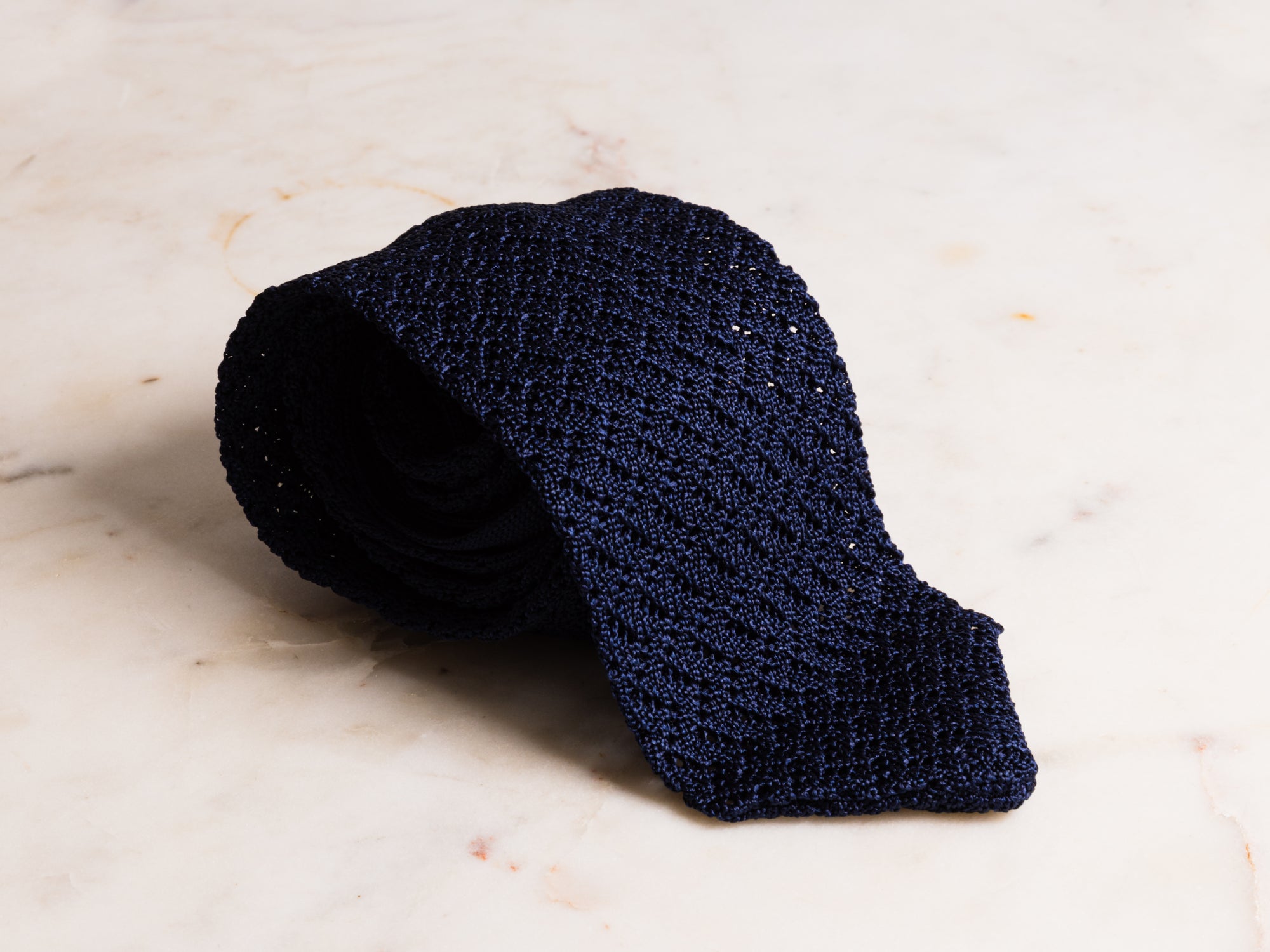 Navy Zigzag Knit Tie