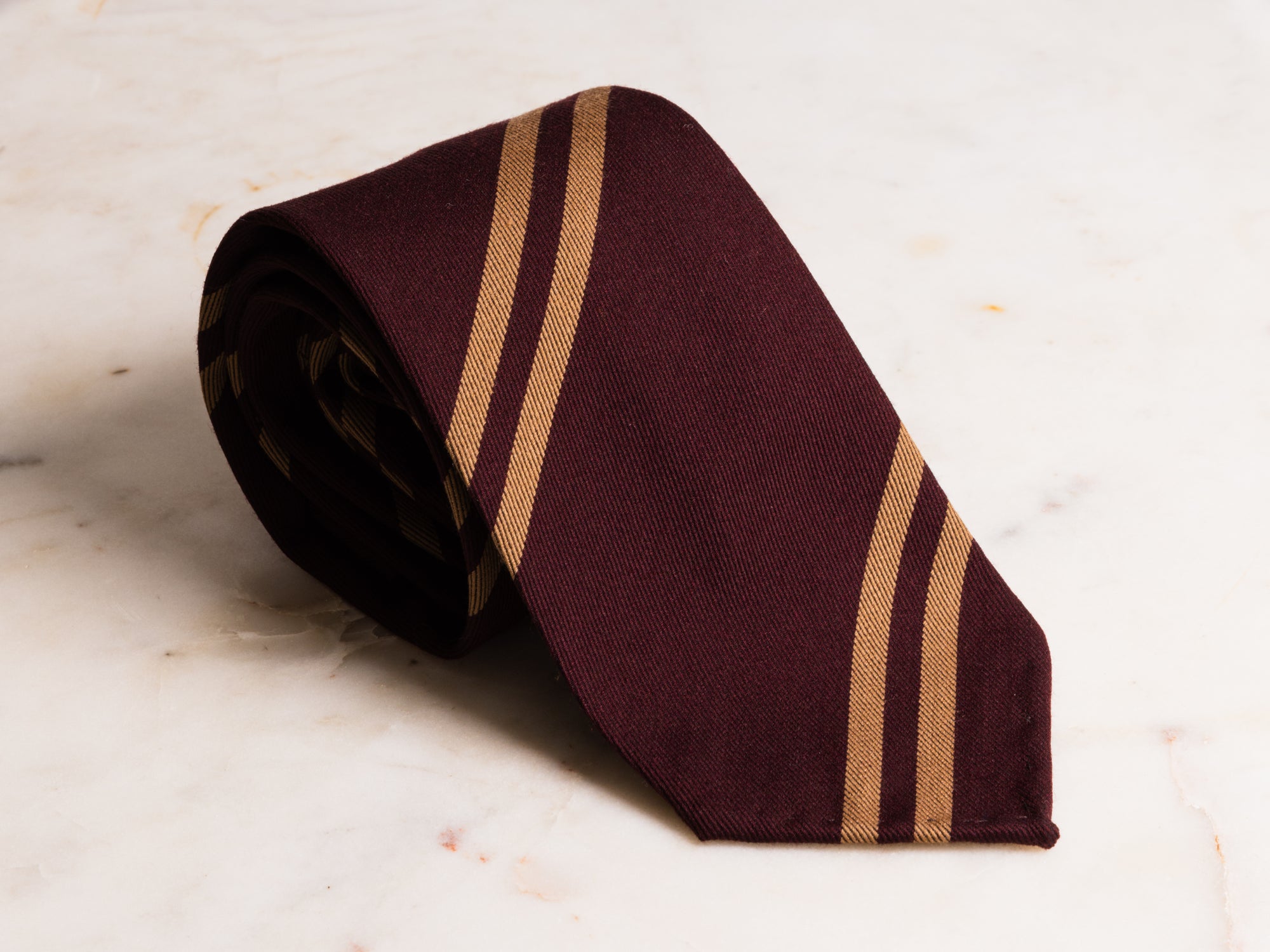 Burgundy/Tan Double Stripe Tie