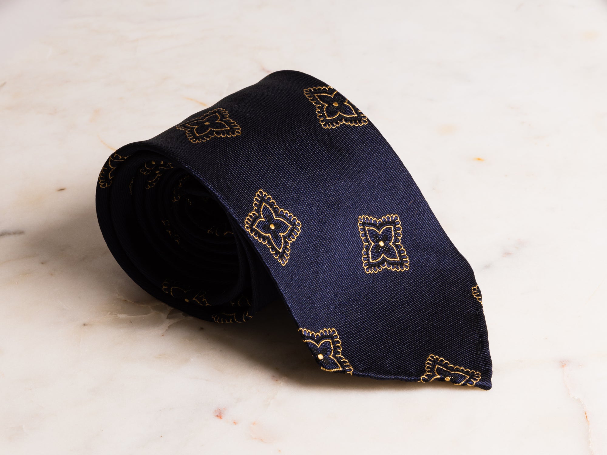 Navy/Tan Star Tie