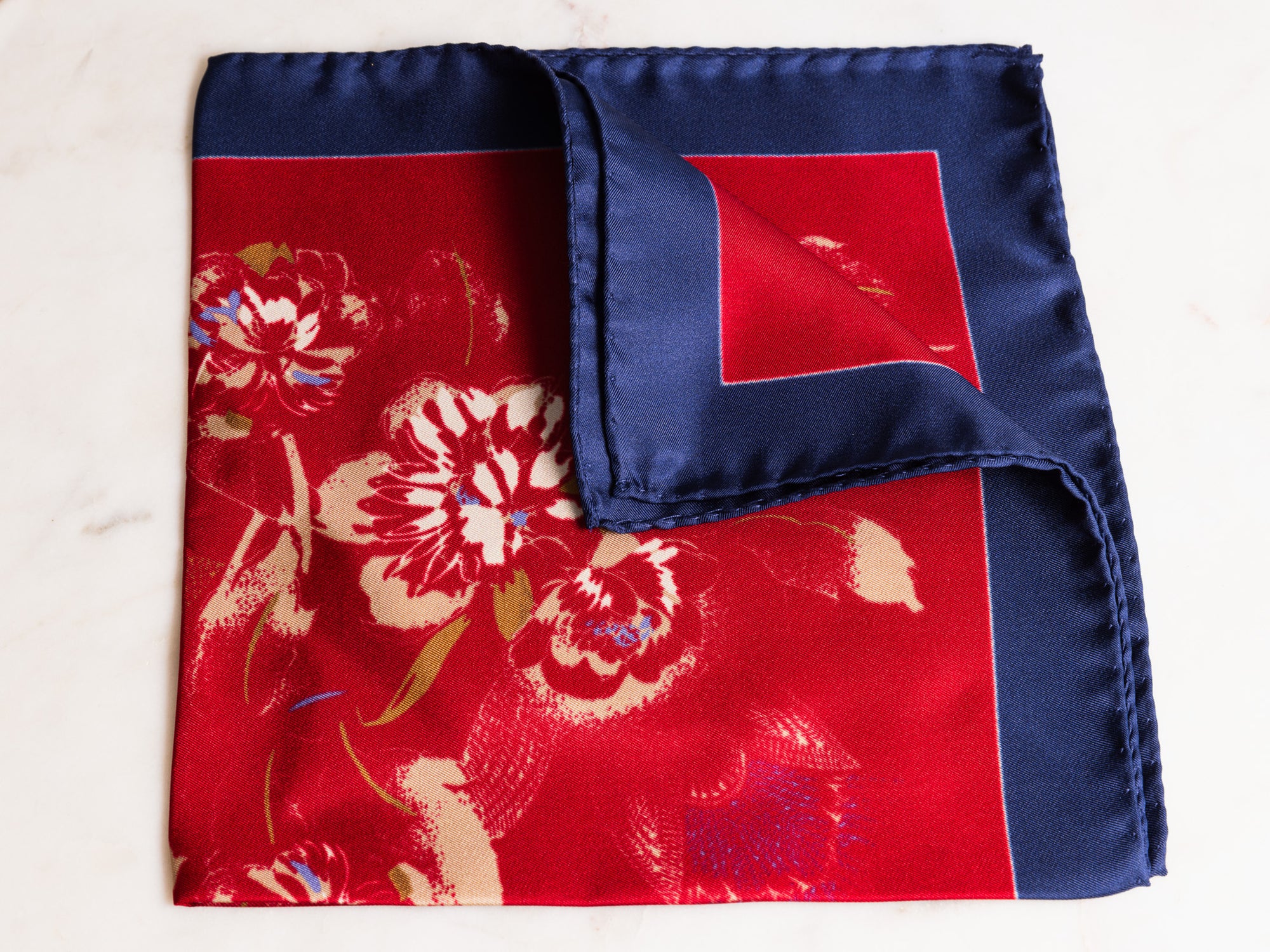 Ruby Red Floral Pocket Square