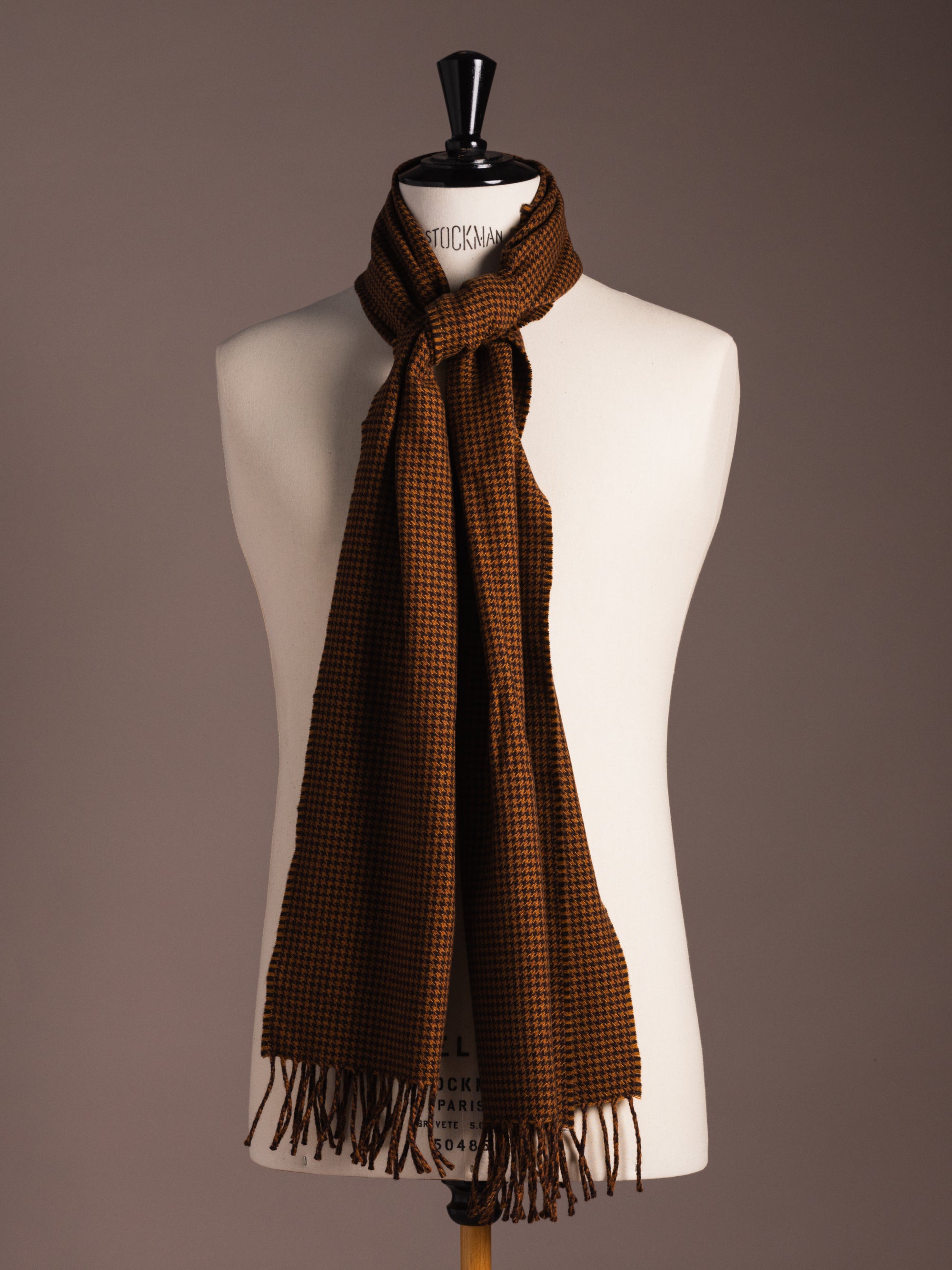 Fox Brothers Rust Houndstooth Flannel Scarf