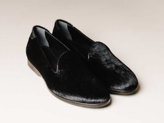 Augie Type - P | Black Ponyhair Tuxedo Loafer