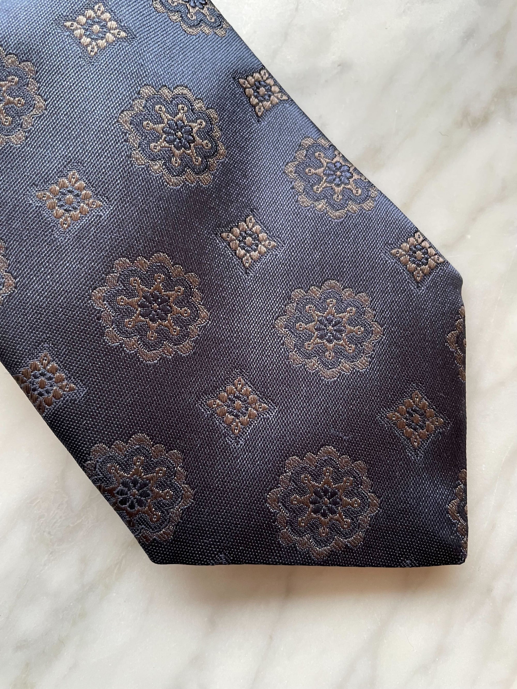 Blue Grey Medallion Silk Tie