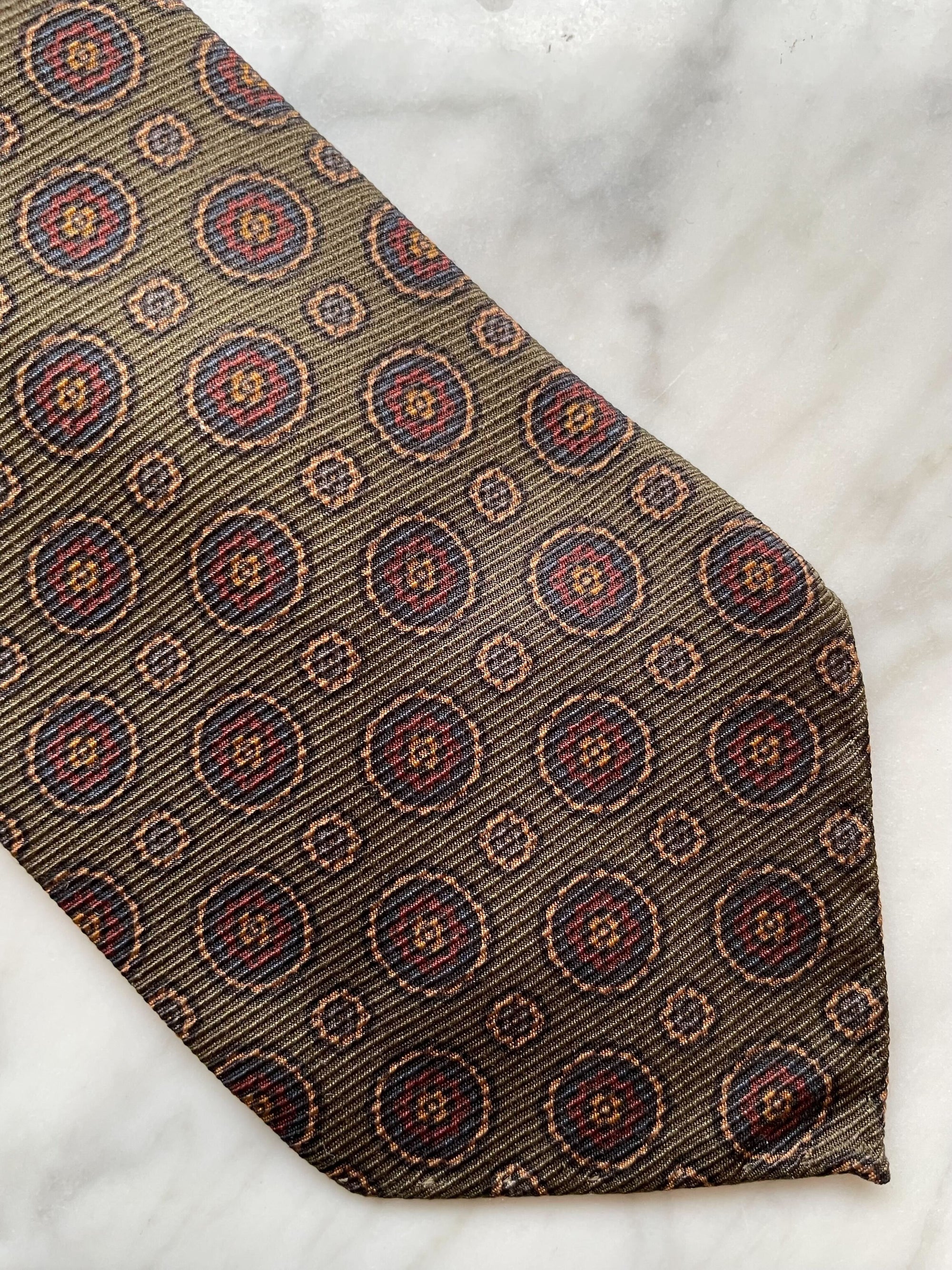 Olive Medallion Silk Tie