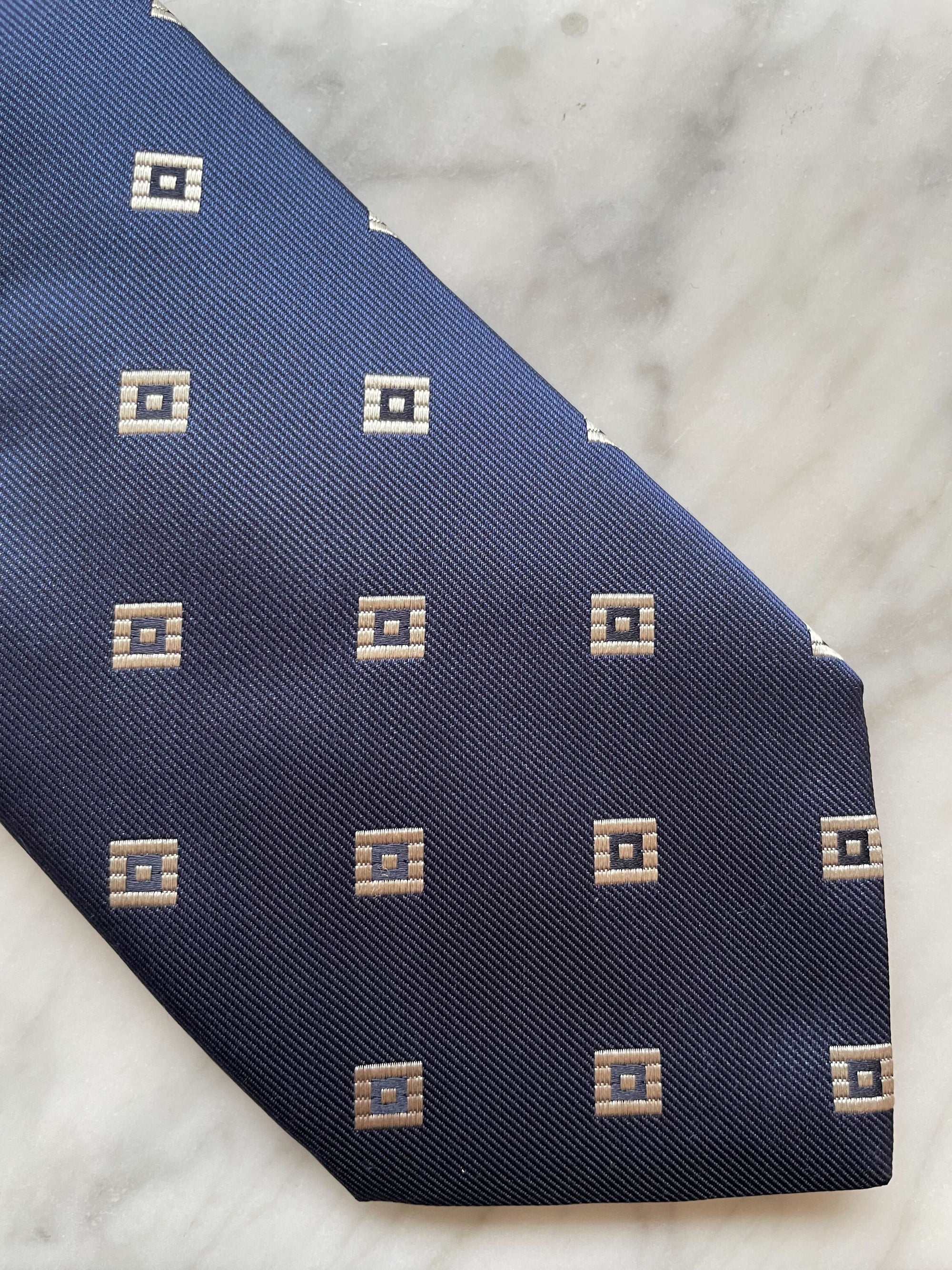 Blue Silver Geo Silk Tie