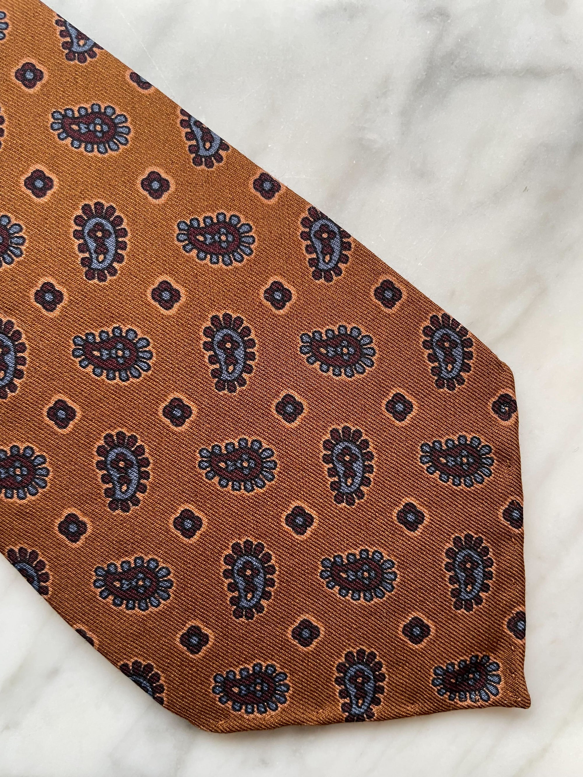 Rust Mini Paisley Wool/Silk Tie