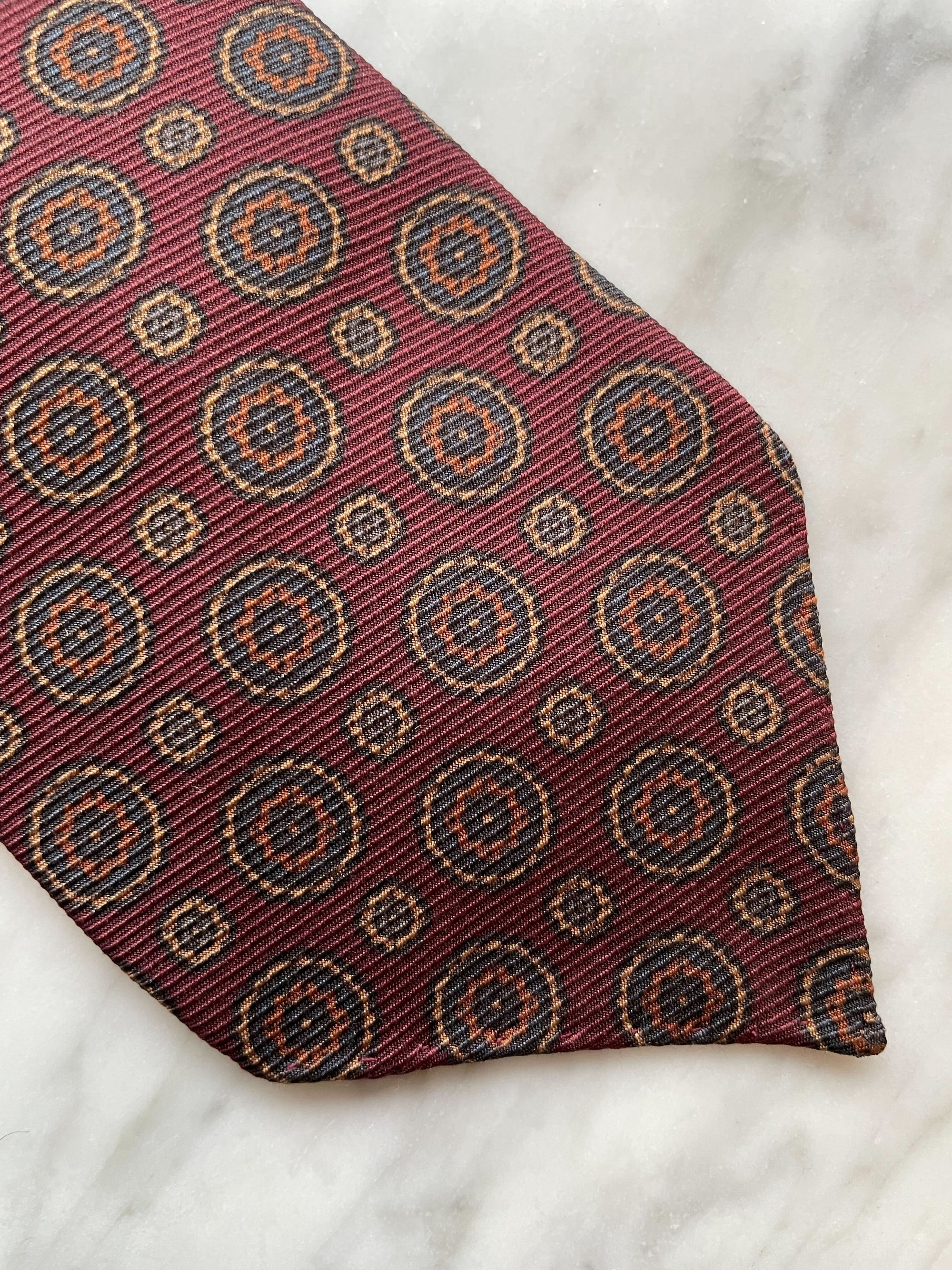 Wine Tan Medallion Silk Tie