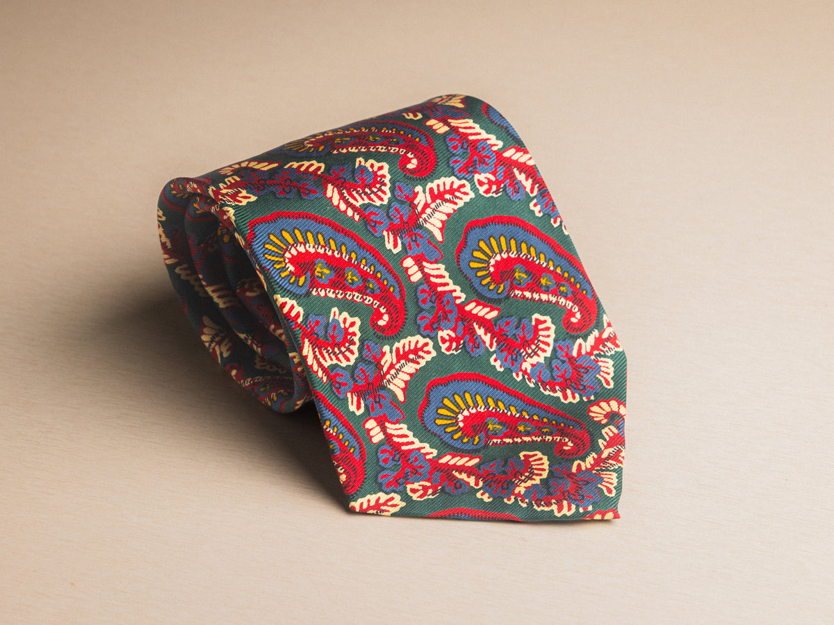 Ralph Lauren Green and Blue Floral Paisley Tie