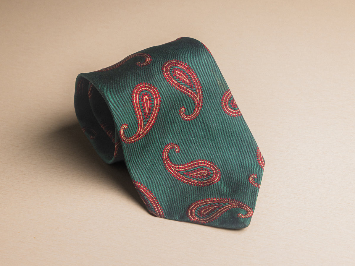 Ralph Lauren Green and Red Paisley Tie
