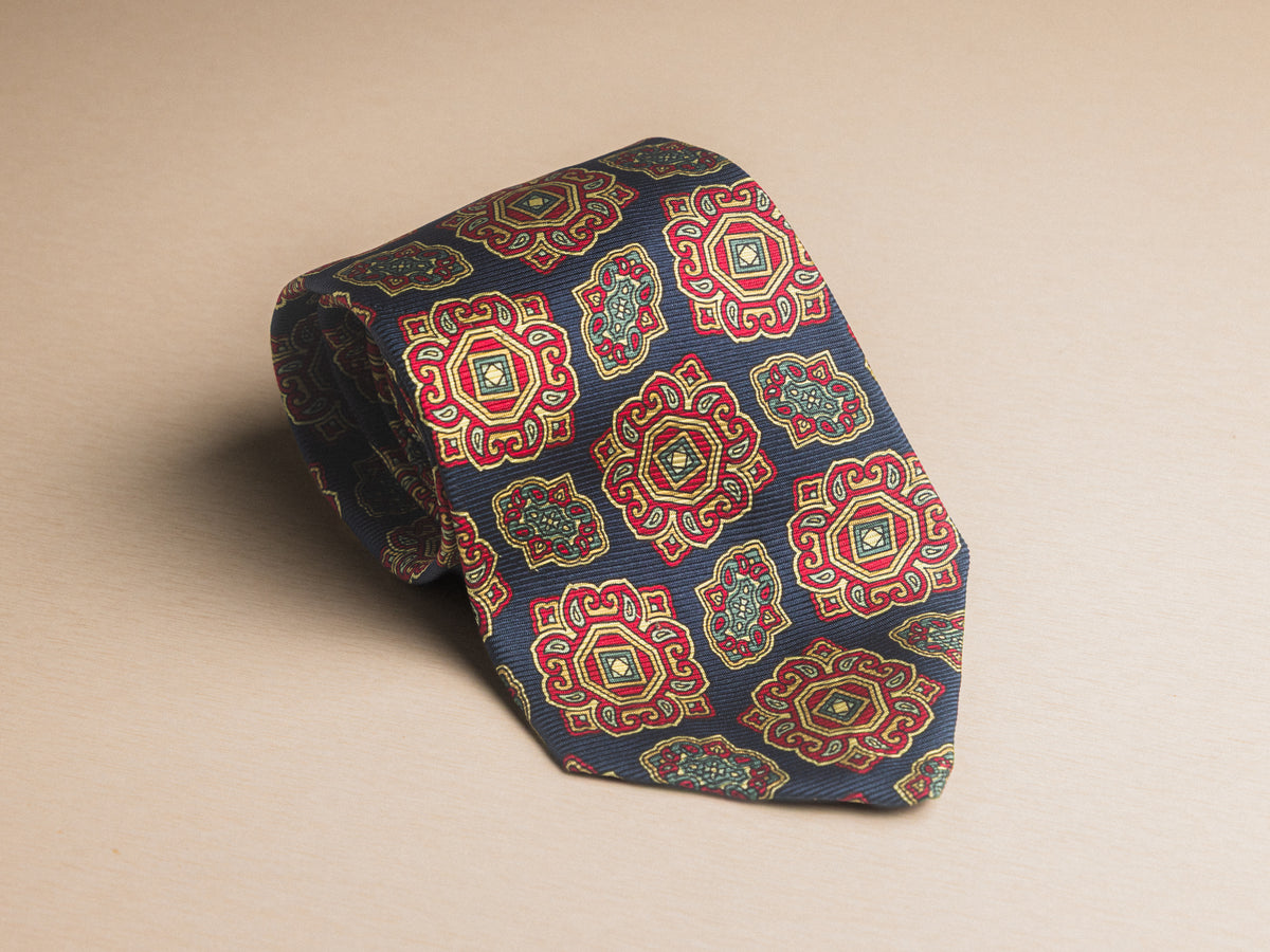 Ralph Lauren Blue with Red Medallion Tie