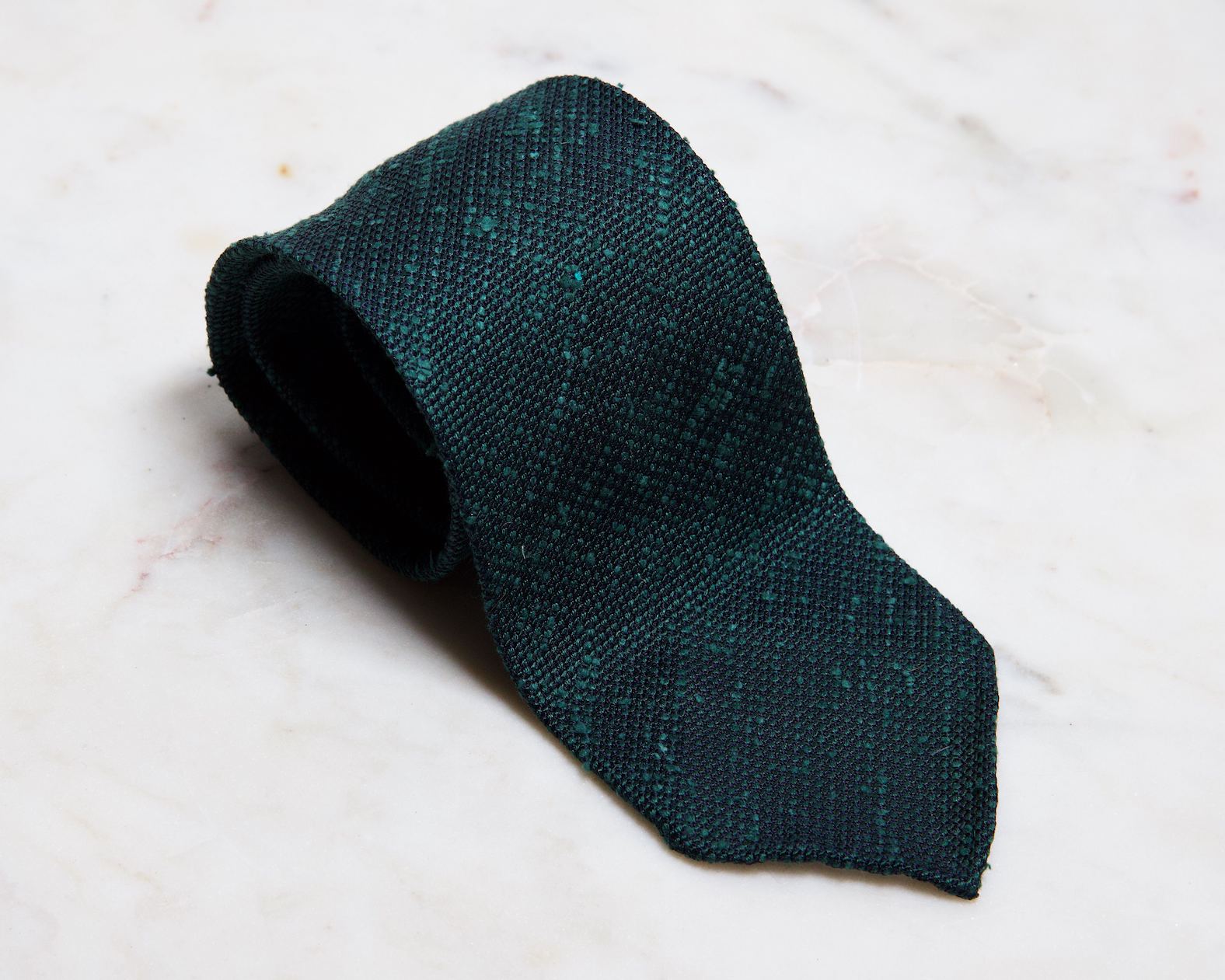 Green Wool Cotton Grenadine Tie